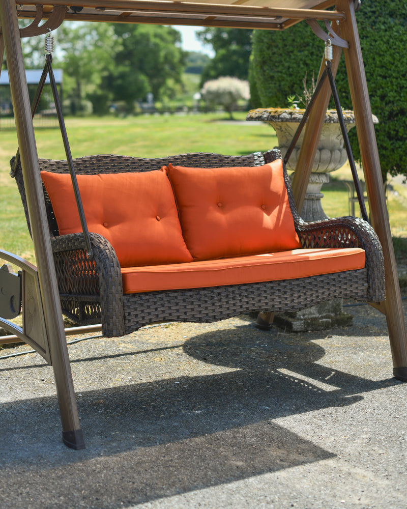 Close up of the two seater swing seat