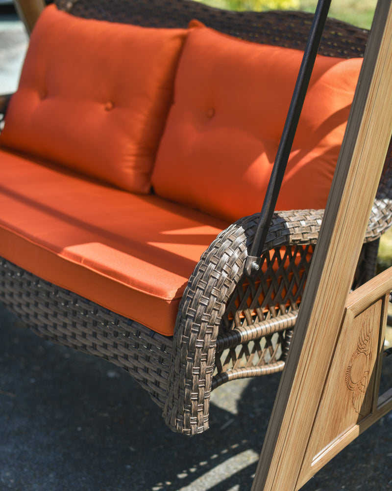 Magnified view of the ratten seat