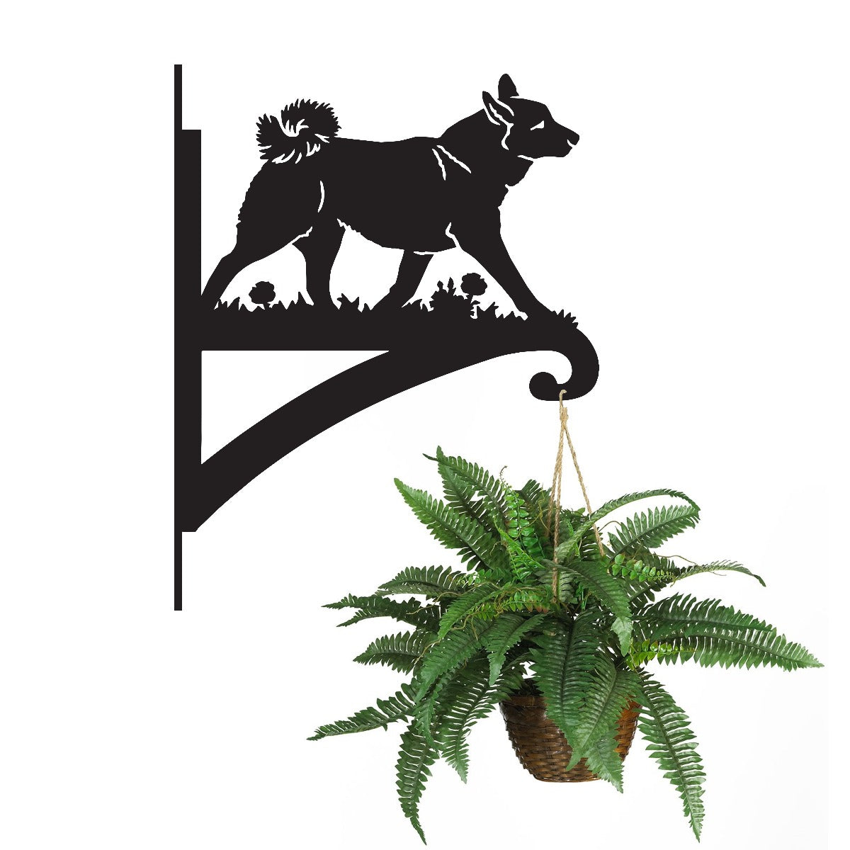 "Norwegian Buhund" Dog Garden Hanging Basket Bracket