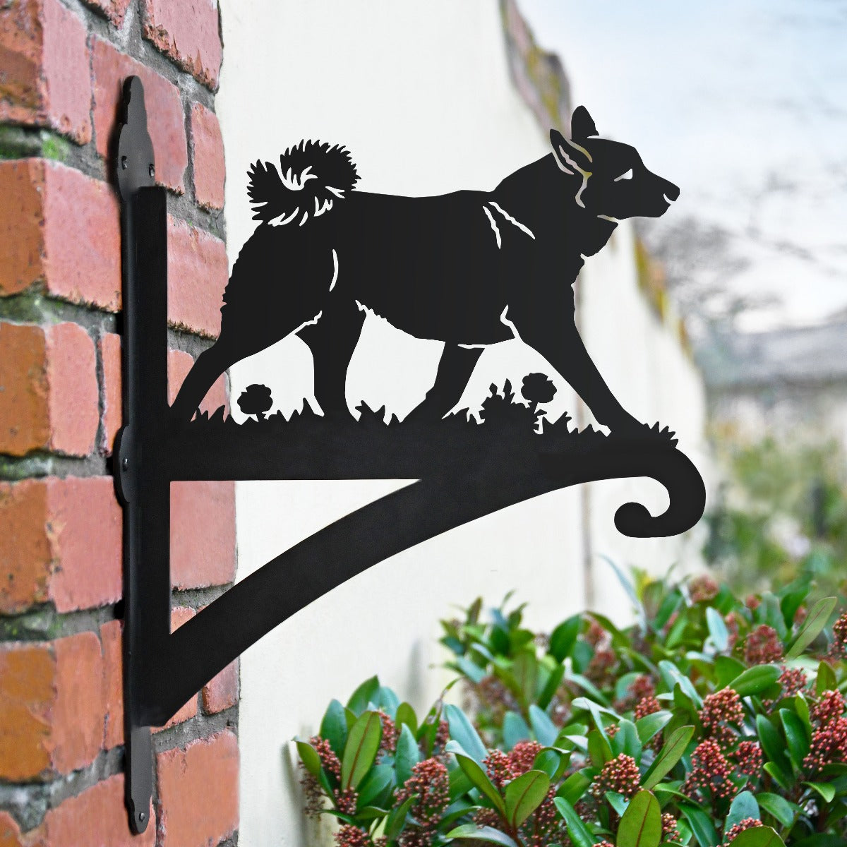 "Norwegian Buhund" Dog Garden Hanging Basket Bracket