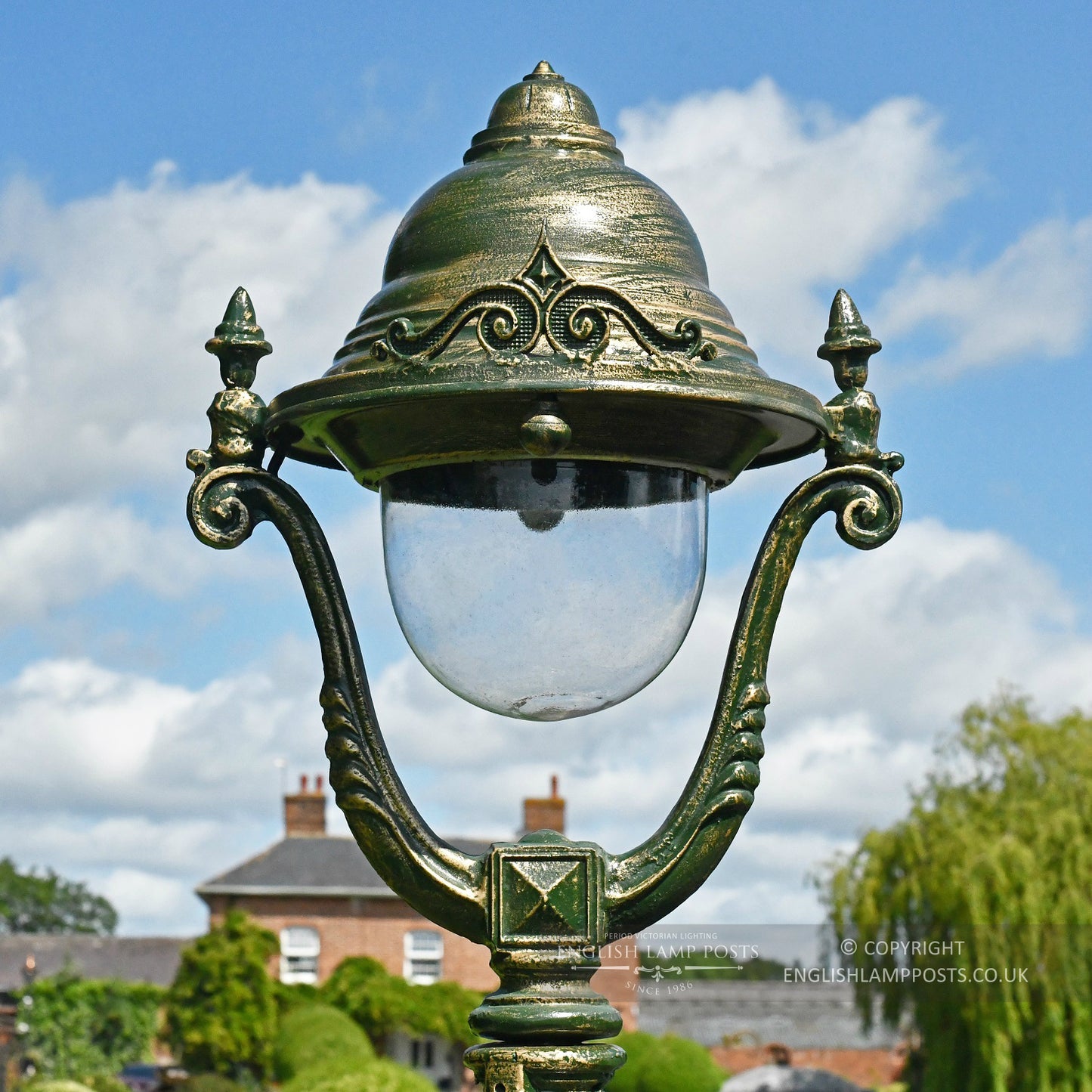 Olive Green Gothic lamp Post Top