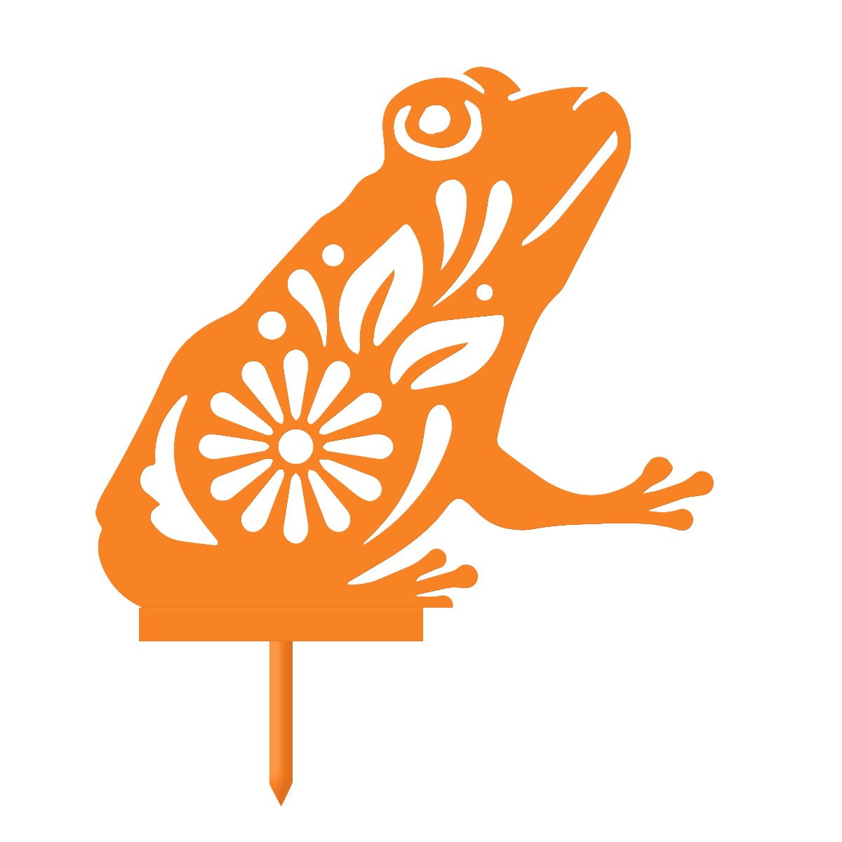 Flower Frog Garden Sheet Steel Silhouette In Orange