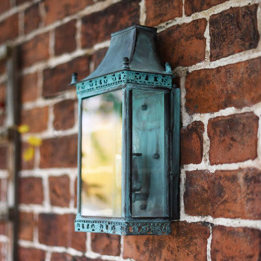 Ornate Brass Half Wall Lantern