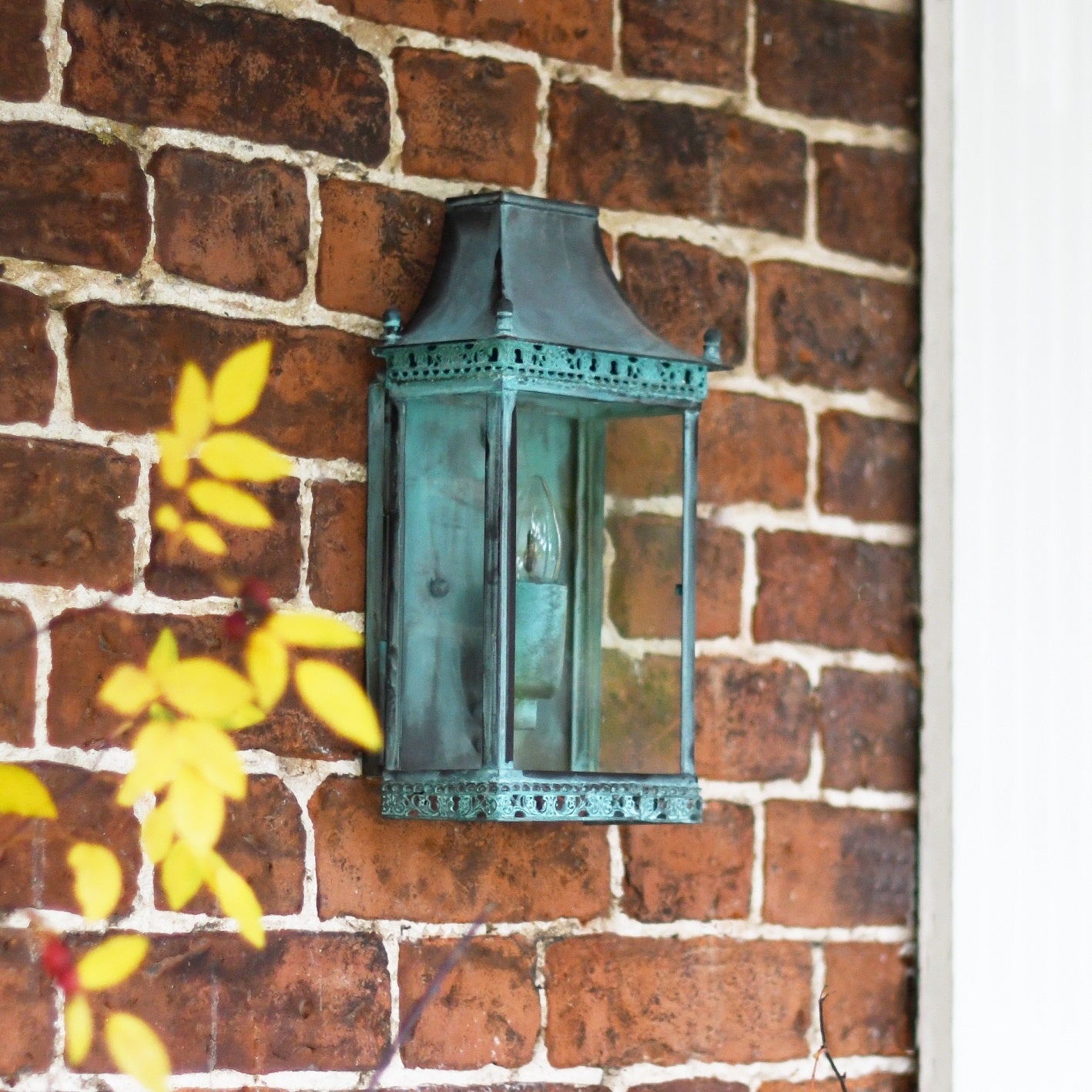 Ornate Brass Half Wall Lantern