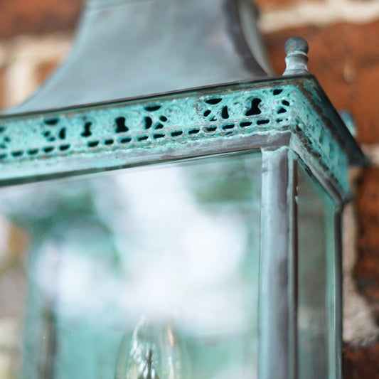Ornate Brass Half Wall Lantern