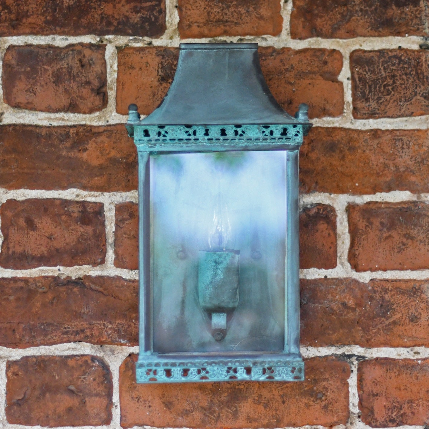 Ornate Brass Half Wall Lantern