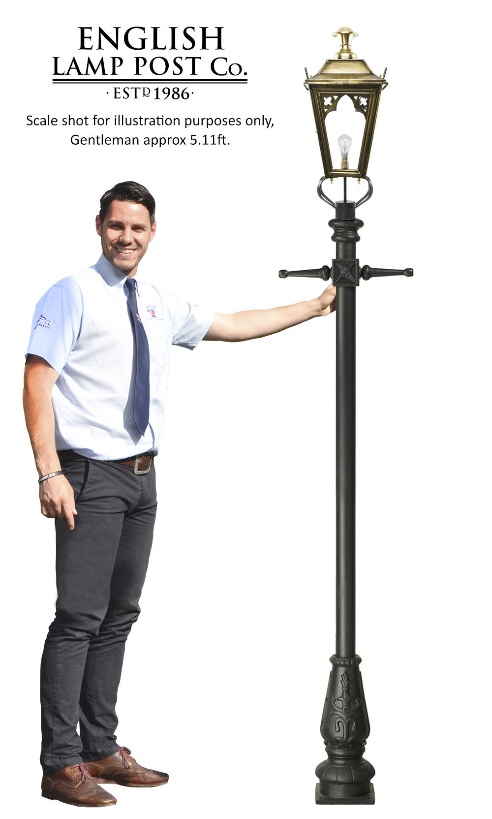 ornate brass lantern and lamp post set scale photo.