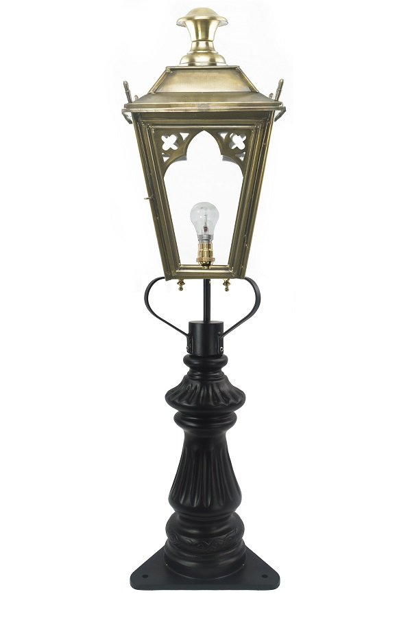 'Durham' Ornate Antique Brass Pillar Light