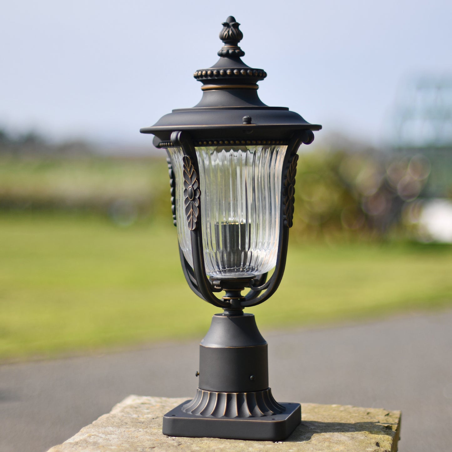 Fluted Antique Bronze Pillar Light