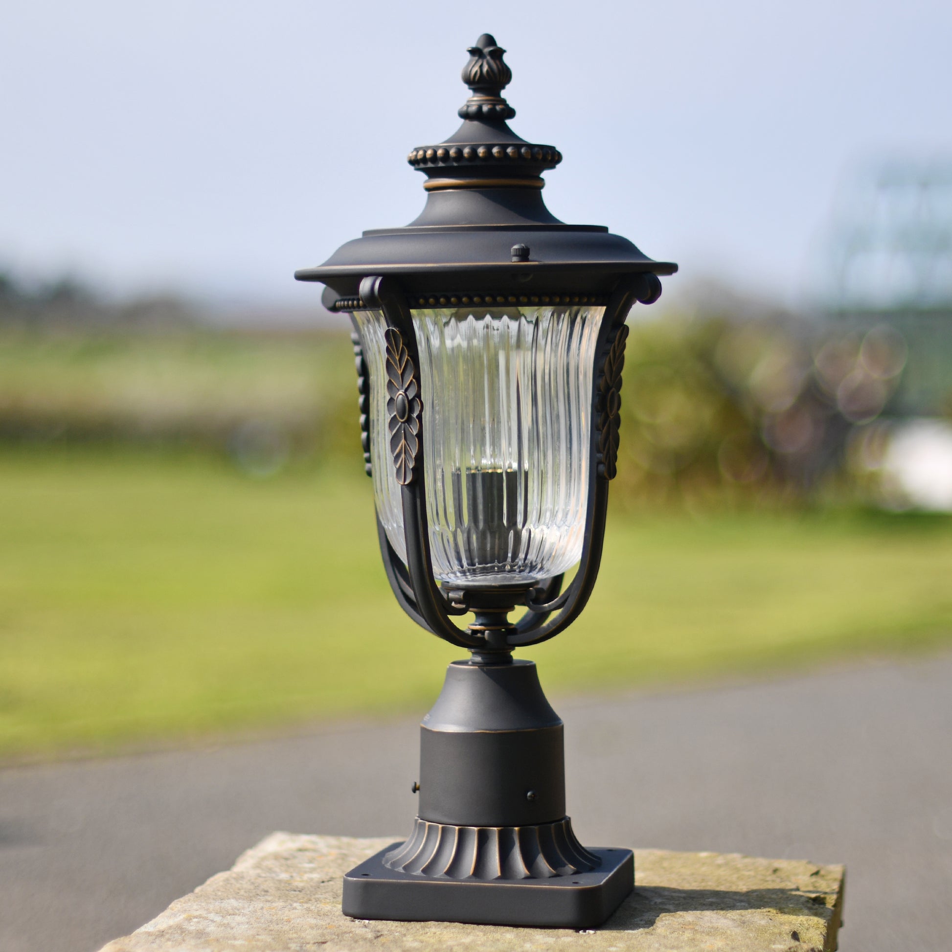 Fluted Antique Bronze Pillar Light