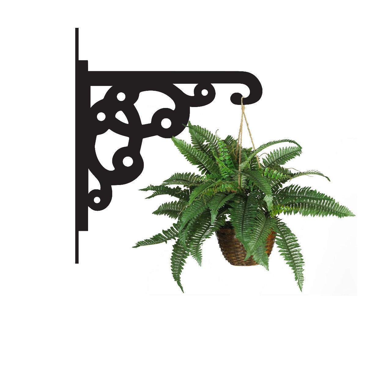 Ornate Scroll Garden Hanging Basket Bracket With Planter