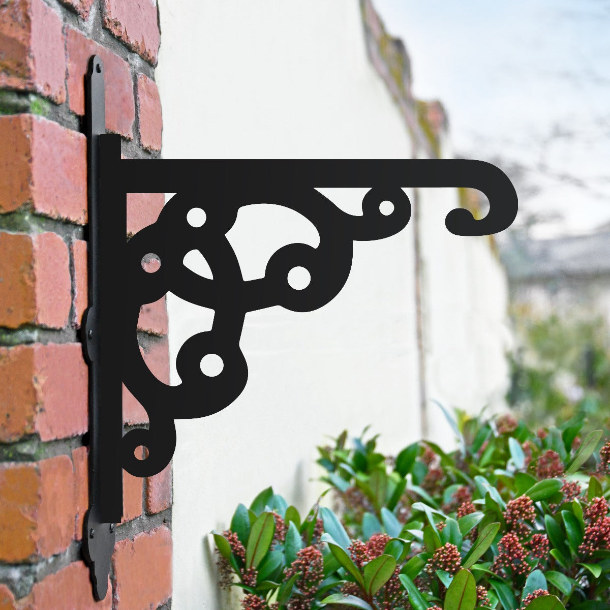 Black Ornate Scroll Garden Hanging Basket Bracket