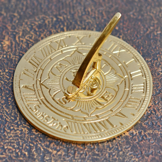 Ornate Sun Inspired Miniature Brass Sundial