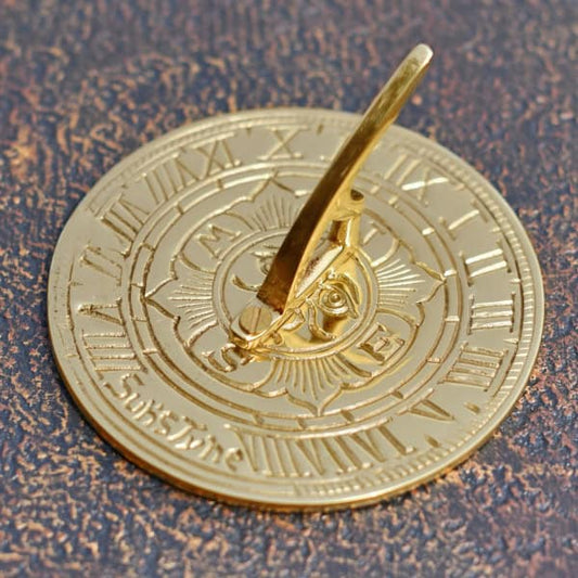 Ornate Sun Inspired Miniature Brass Sundial - thumbnail