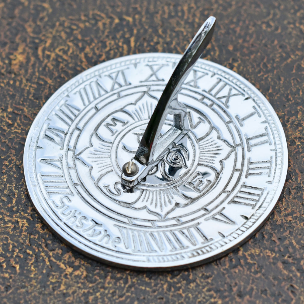 Ornate Sun Inspired Miniature Chrome Sundial