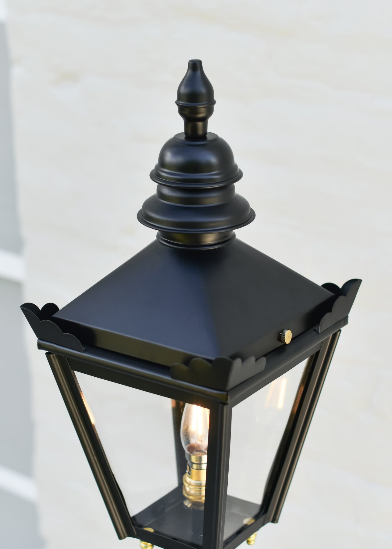 Overhead shot of the sloped black roof