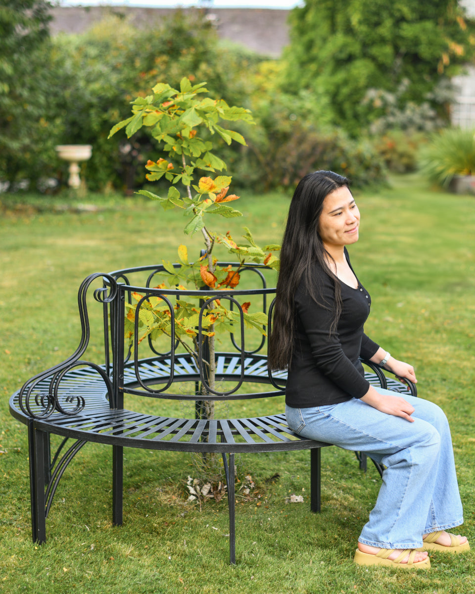 Life size scale of the black tree bench