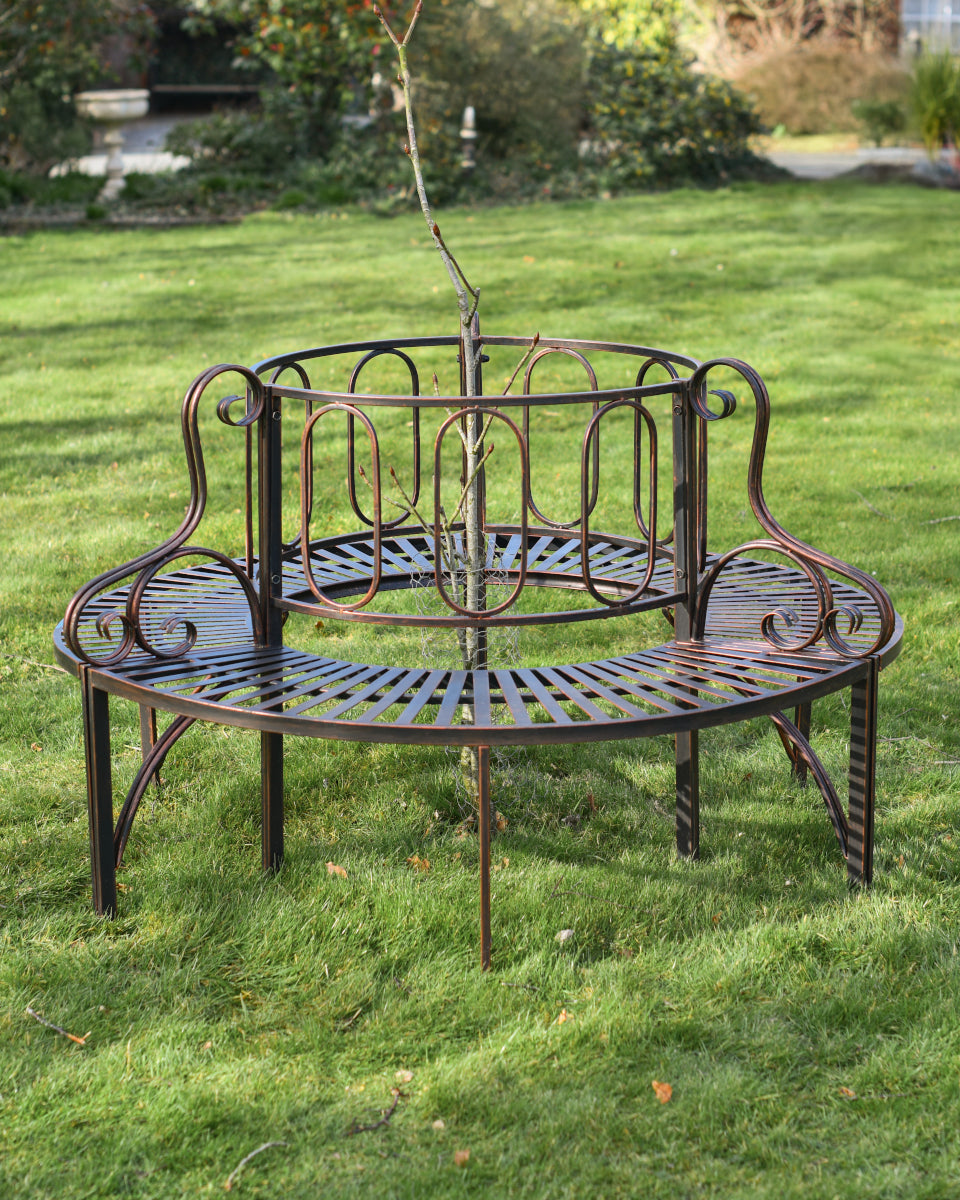 The bronze garden seat in situ