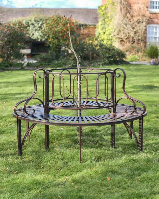 'Oxwich' Scrolled Bronze Tree Seat - thumbnail