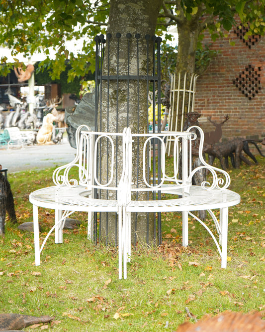 'Oxwich' Scrolled Cream Tree Seat