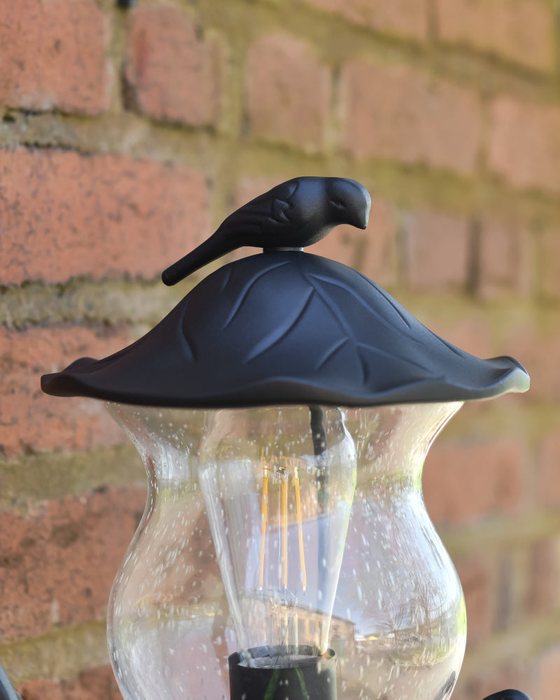 Close up of the apex of the bird wall light 