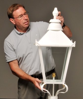 White lamp post top