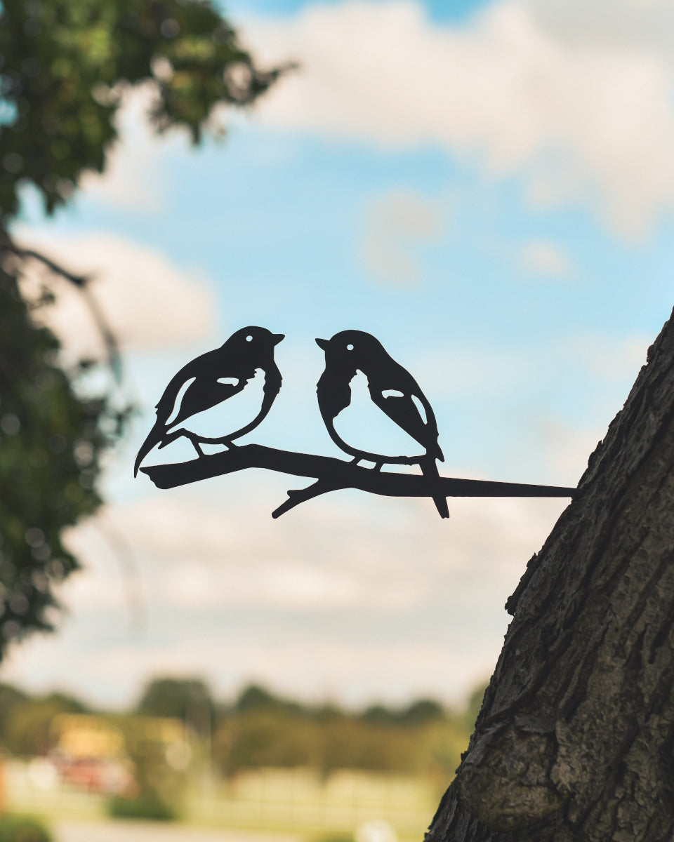 Pair Of Black Robins Tree Spike