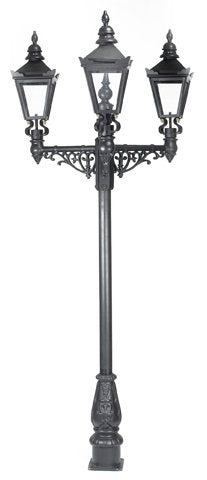 Triple Head Lamp Post on white background