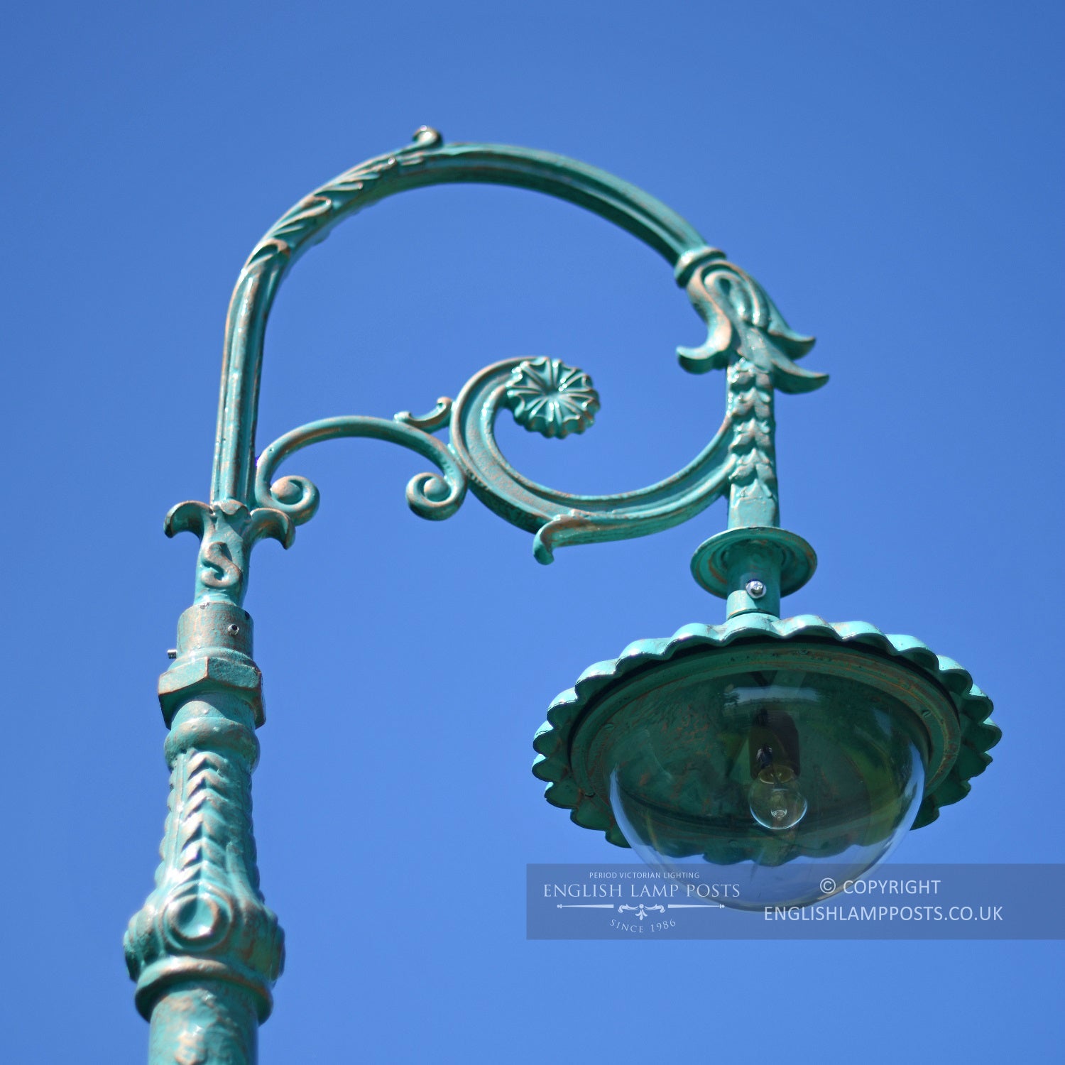 Pale Blue Cast Iron Lamp Post Gothic Lantern