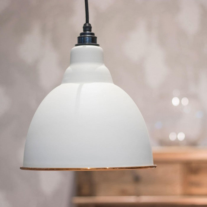 Pale Cream Bowl-Shaped Hanging Pendant Light In Situ