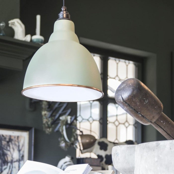 Pastel Green Bowl-Shaped Hanging Pendant Light