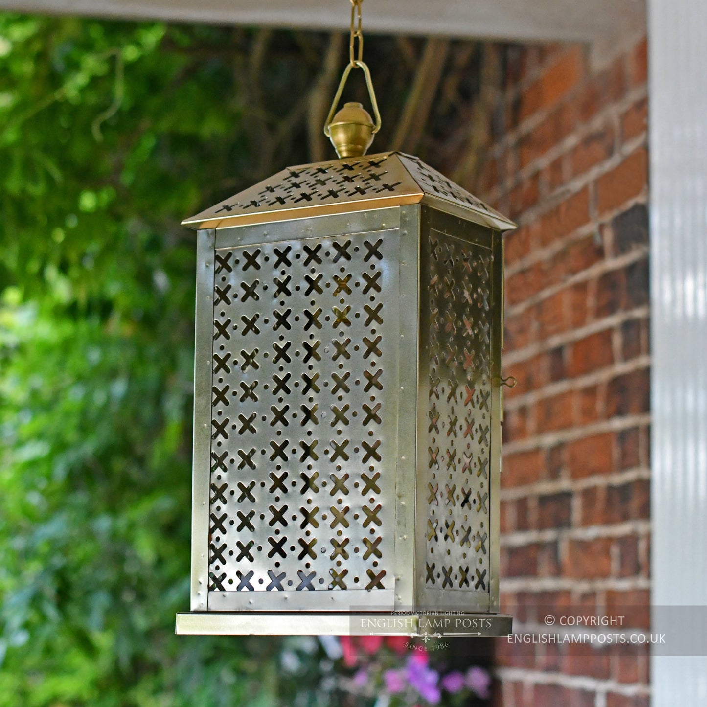Period Brass Finish Chain Hanging Lantern