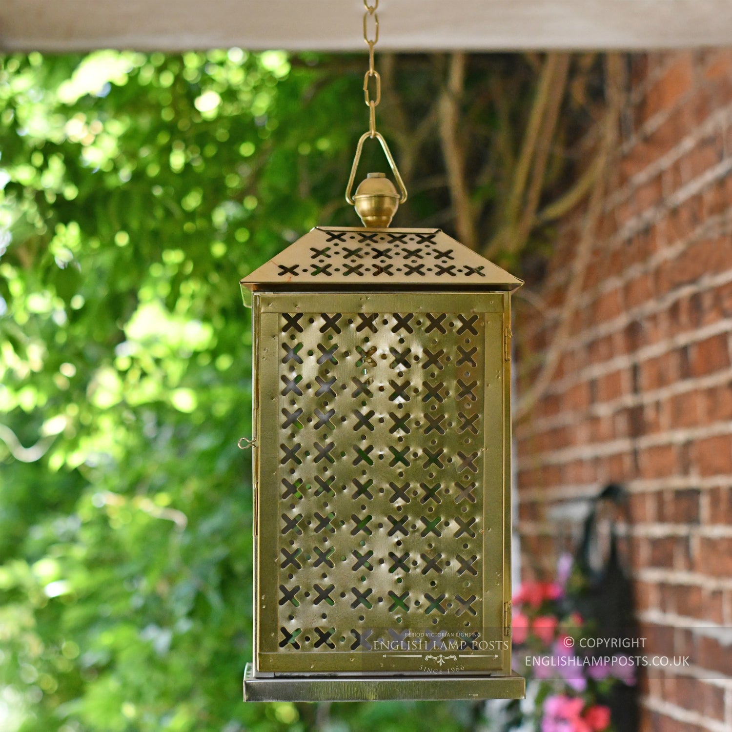 Period Brass Finish Interior Lantern on Chain