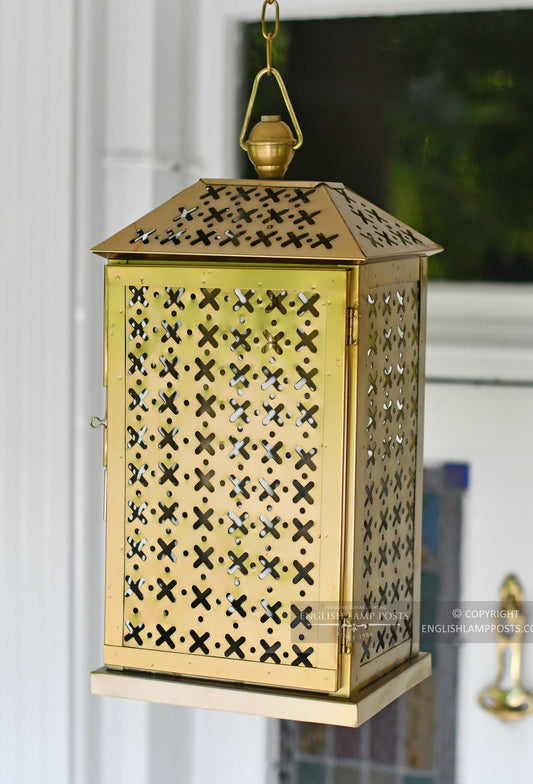 Period Brass Finish Lantern on Chain