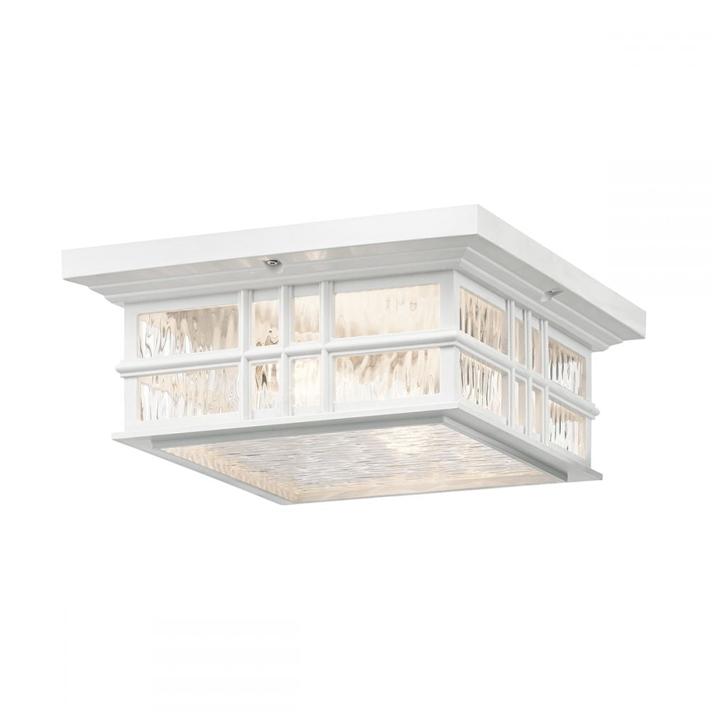 Period White Square Flush Ceiling Light