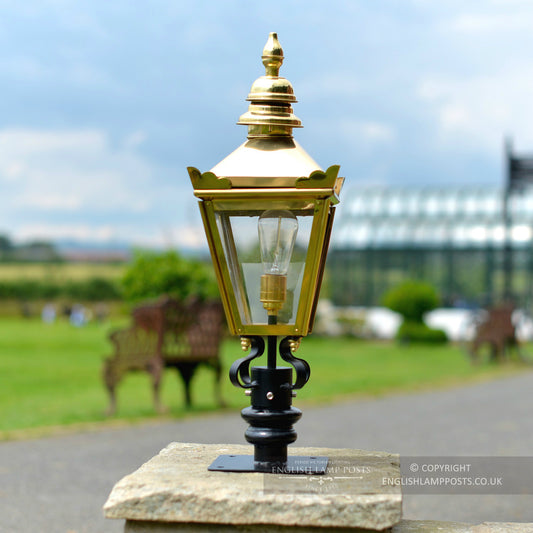 Polished brass and Black Kensington Pillar Light