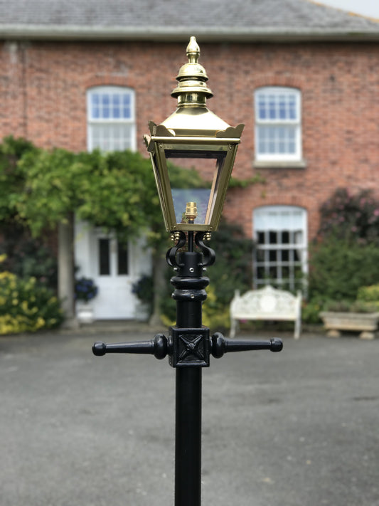 Close up of the Polished Brass Victorian Lamp Post