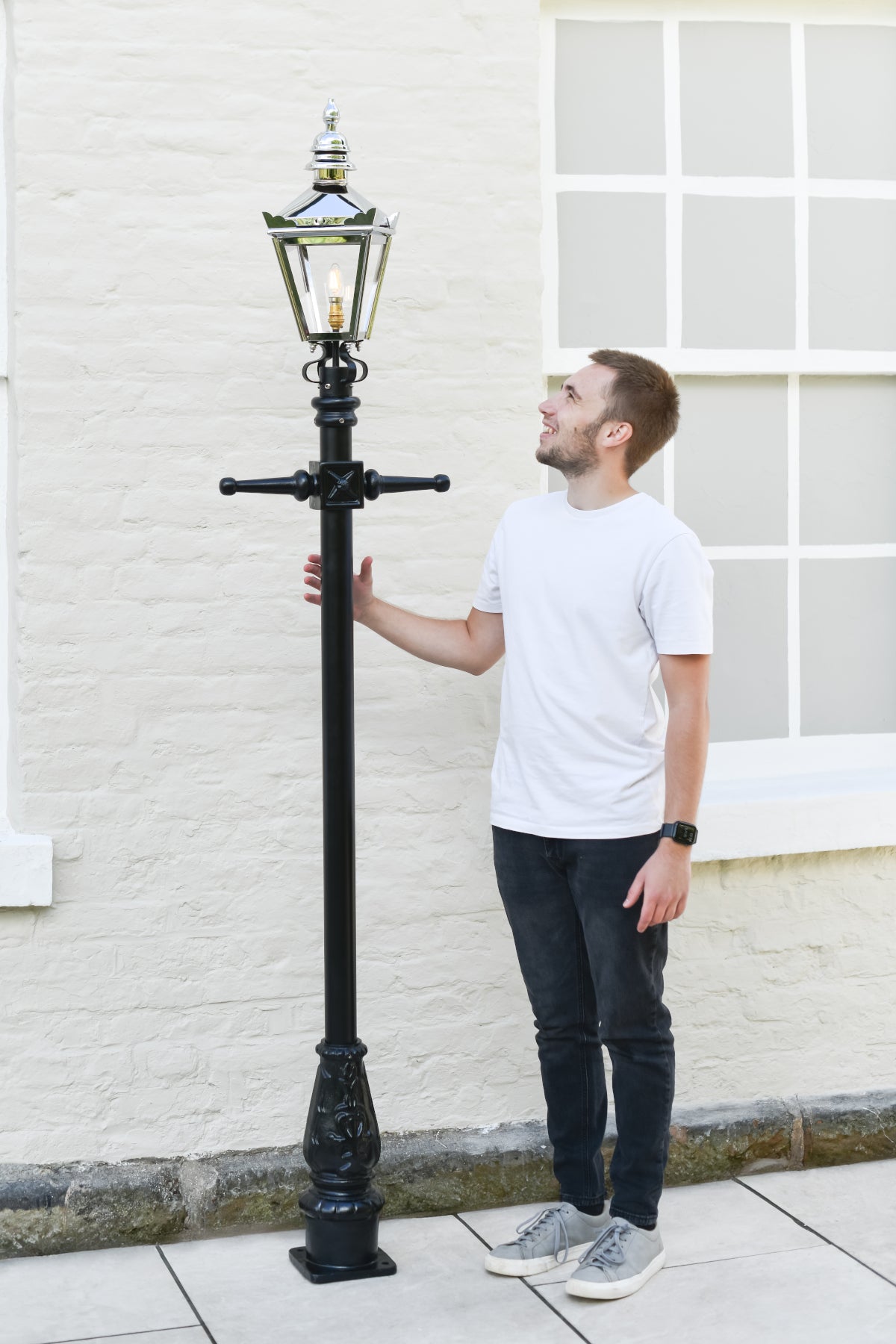 Scale shot of the chrome lamp post