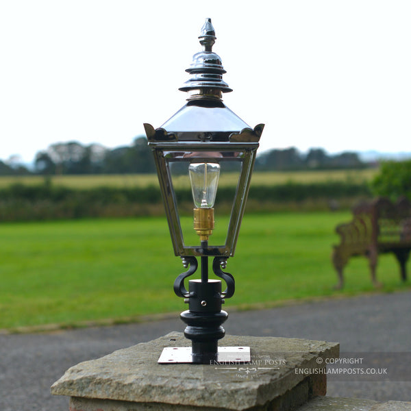 Polished Chrome 'Kensington' Lantern & Pillar Post Set 64cm