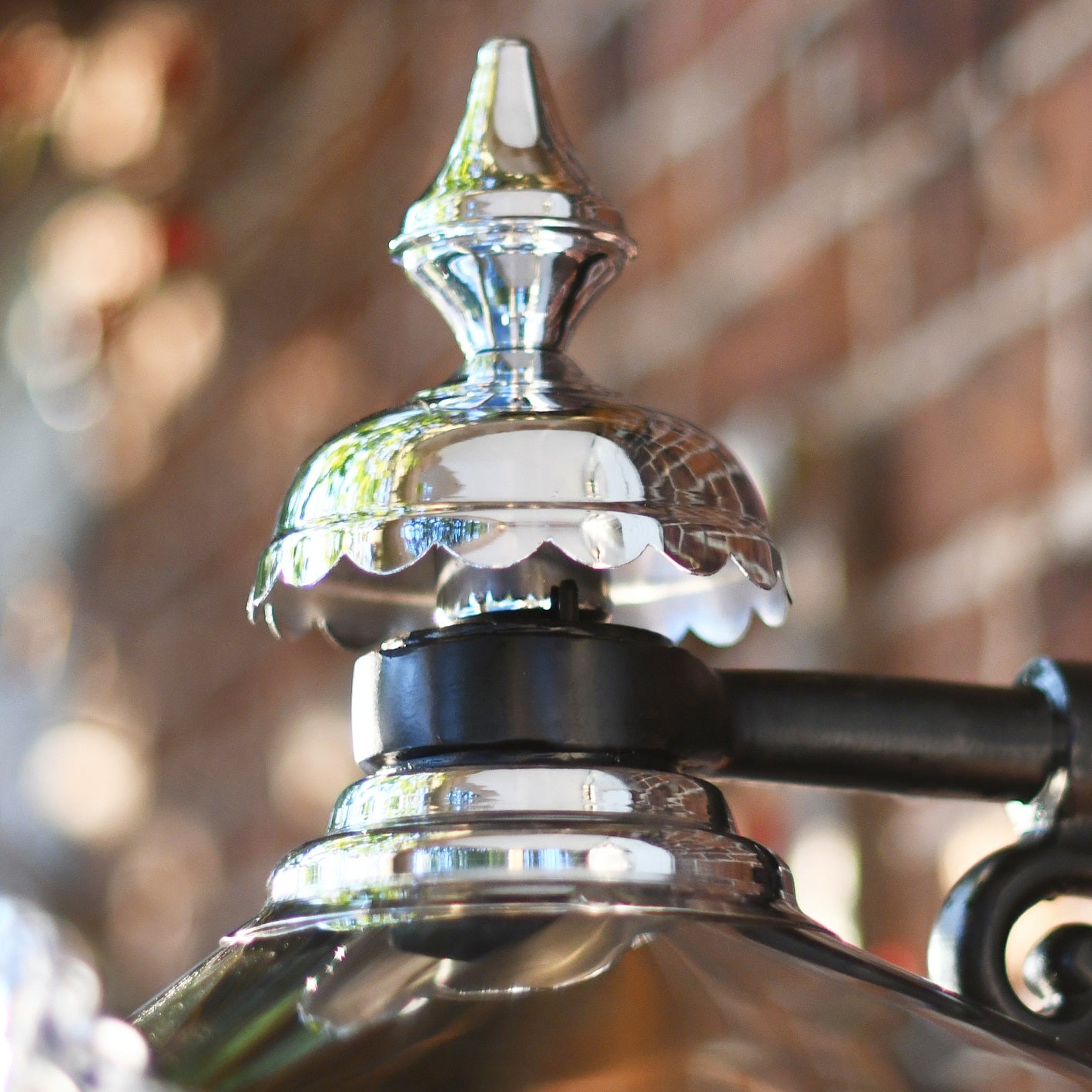 Polished Chrome Top Fix Victorian Wall Lantern Finial and Bracket