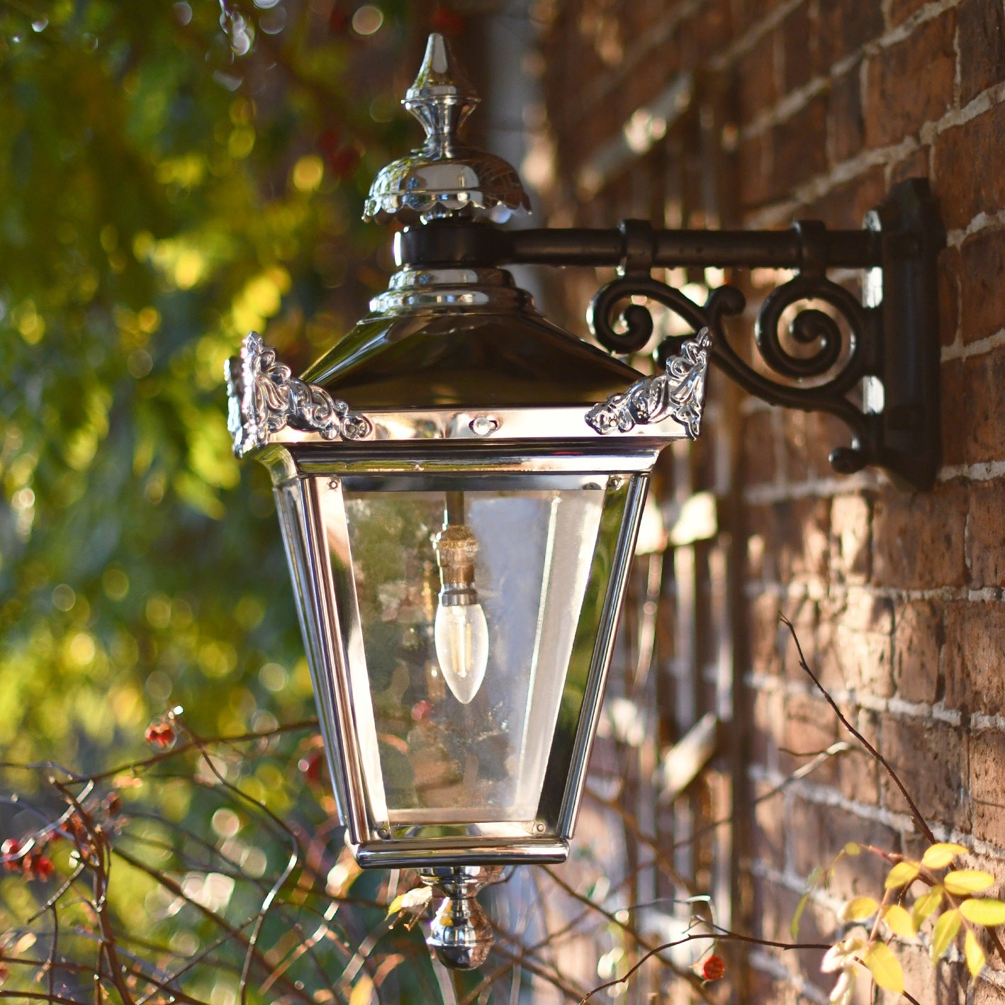 Polished Chrome Top Fix Victorian Wall Mounted Lantern