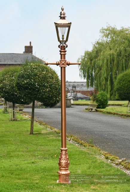 Polished Copper and Rose Gold Finish Kensington Lamp Post 2.25m - thumbnail