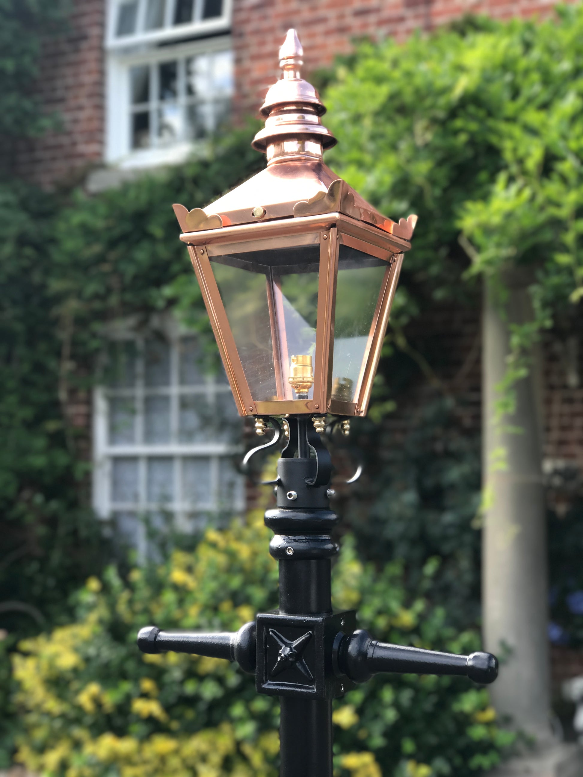 Polished Copper Lamp Post Lantern