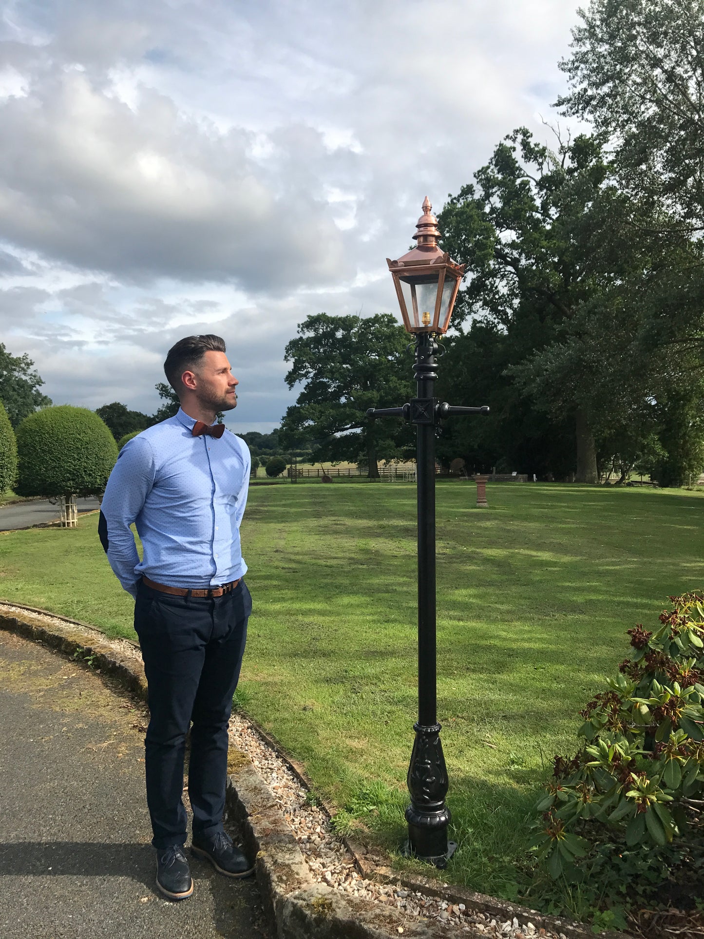 Polished Copper Lamp Post Scale In Garden 