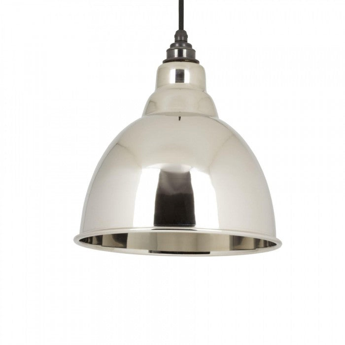 Polished Nickel Bowl-Shaped Hanging Pendant Light