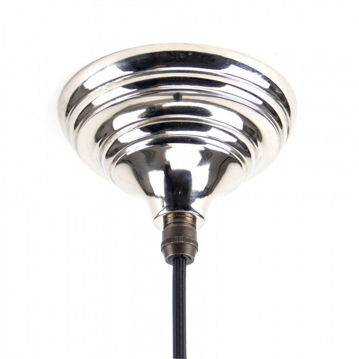 Polished Nickel Bowl-Shaped Hanging Pendant Light Ceiling Rose