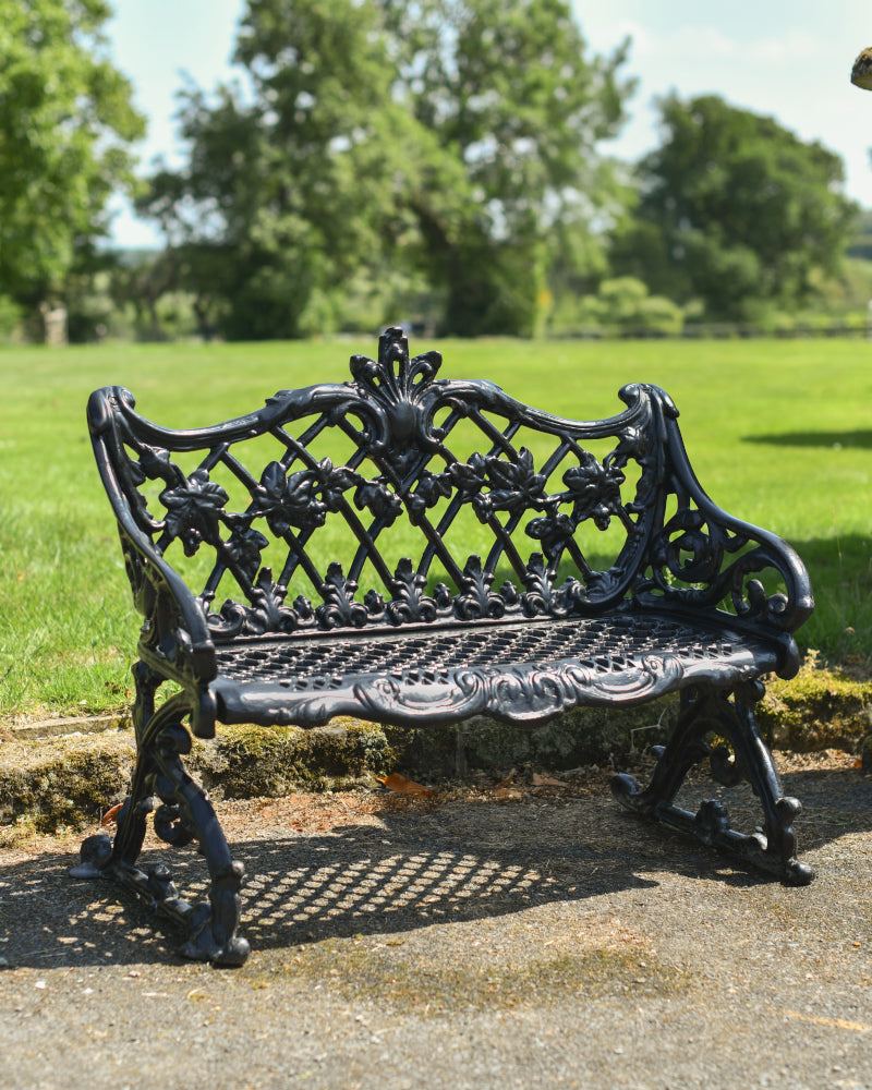 'Pynes' Floral Two Seater Bench In Black