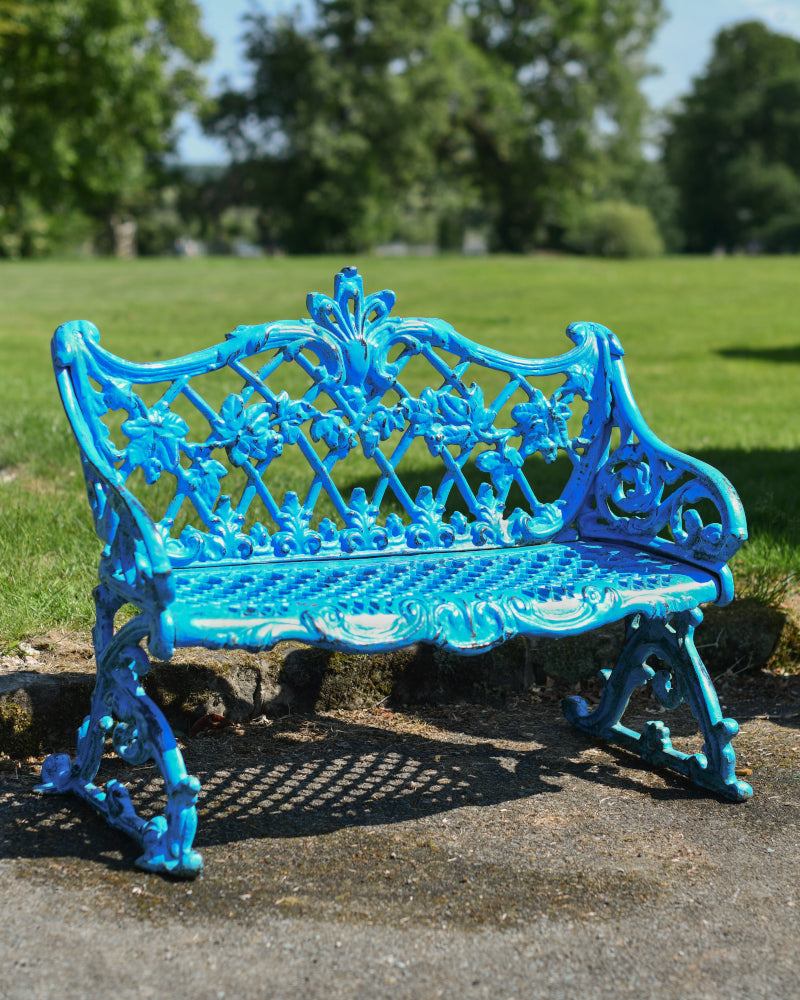 'Pynes' Floral Two Seater Bench In Blue