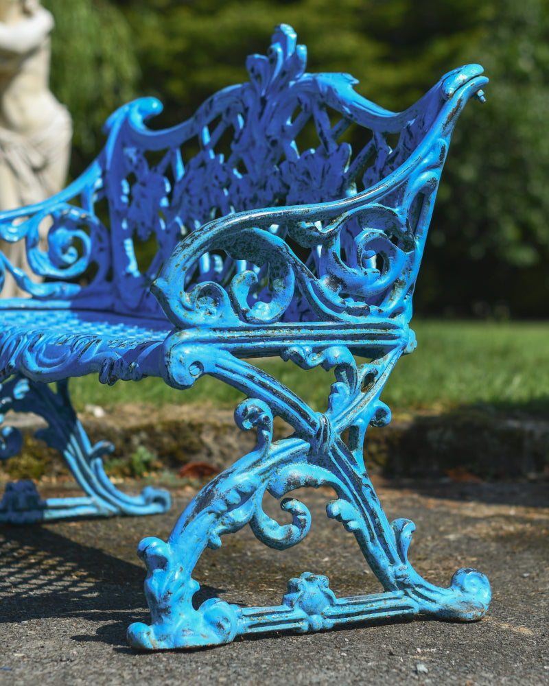 Close up of the traditional detailing on the outside of the bench