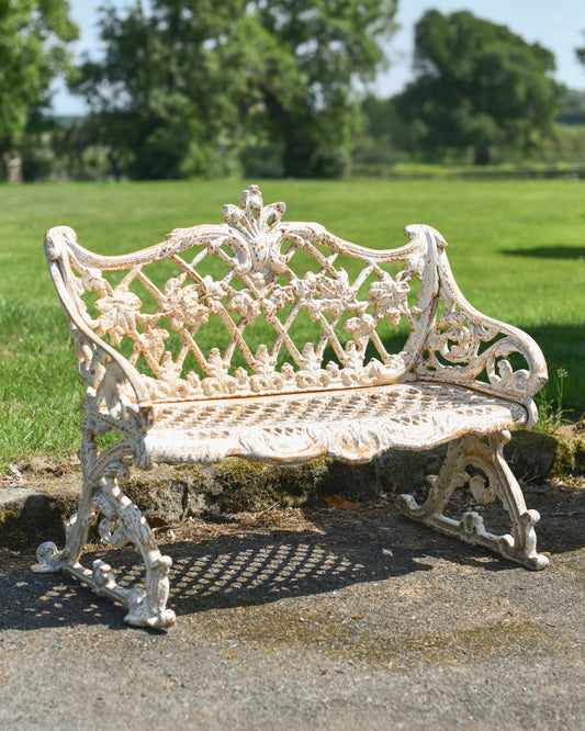 'Pynes' Floral Two Seater Bench In Antique Cream